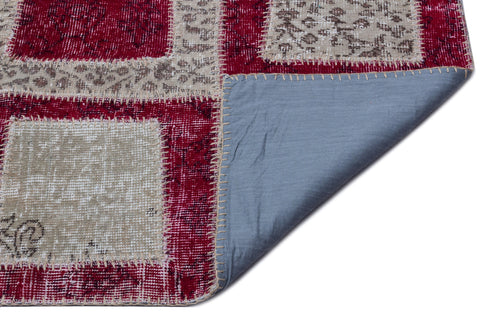 Iskece Red Vintage Wool Handmade Area Rug 6'2" x 9'5"