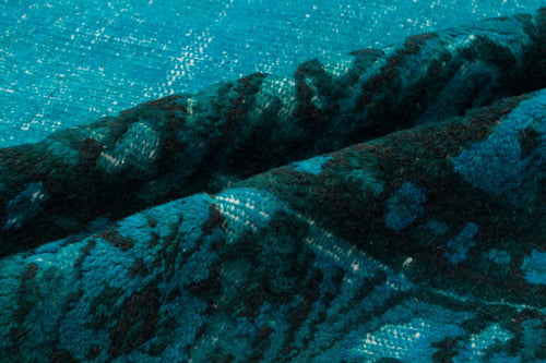 Purplea Turquoise Vintage Wool Handmade Area Rug 5'10" x 9'5"