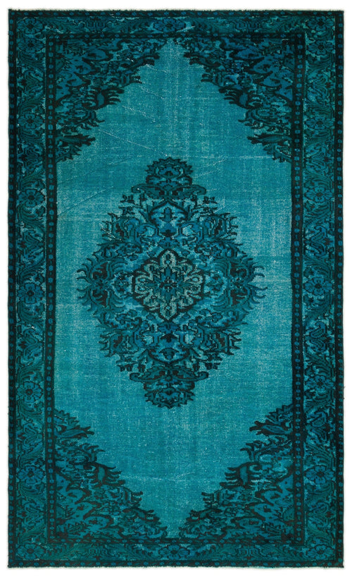 Purplea Turquoise Vintage Wool Handmade Area Rug 5'10" x 9'5"