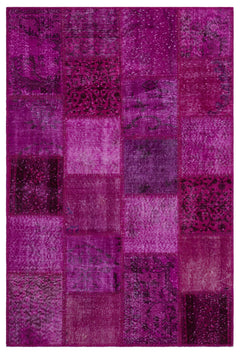 Iskece 26826 Pink Patchwork Wool Handmade Area Rug 3'11" x 5'11"