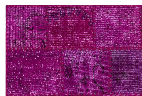 Iskece 26826 Pink Patchwork Wool Handmade Area Rug 3'11" x 5'11"