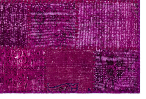 Iskece 26827 Pink Patchwork Wool Handmade Area Rug 3'11" x 5'11"