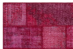 Iskece 26830 Red Patchwork Wool Handmade Area Rug 3'11" x 5'11"