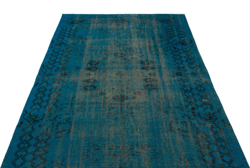 Atina Turquoise Vintage Wool Handmade Area Rug 4'11" x 8'2"