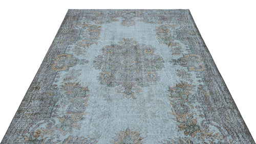 Atina Blue Vintage Wool Handmade Area Rug 6'1" x 10'0"