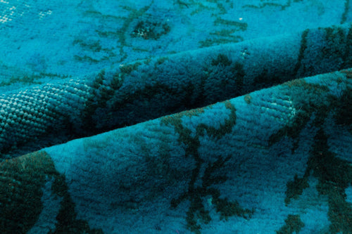 Purplea Turquoise Vintage Wool Handmade Area Rug 5'5" x 9'1"