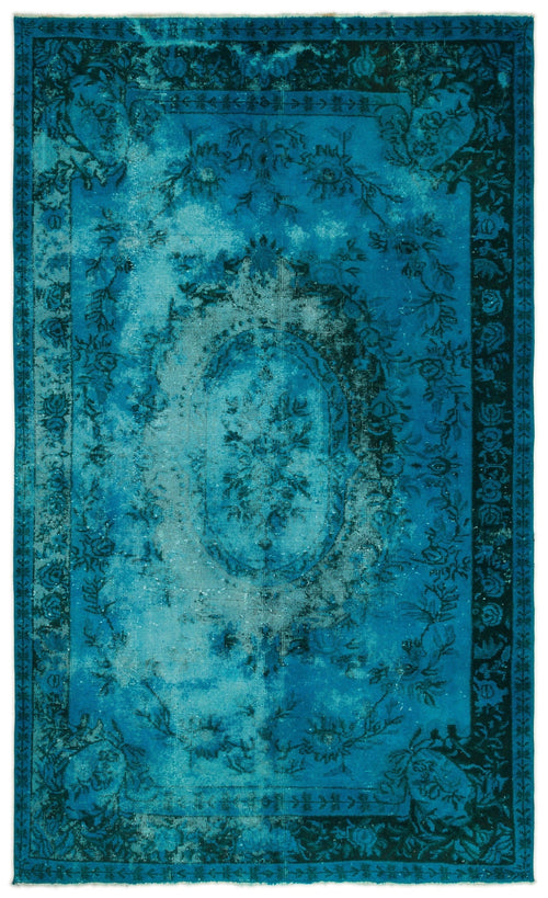 Purplea Turquoise Vintage Wool Handmade Area Rug 5'5" x 9'1"