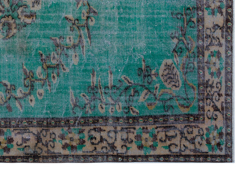Atina Turquoise Vintage Wool Handmade Area Rug 6'2" x 8'11"