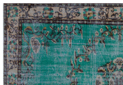 Atina Turquoise Vintage Wool Handmade Area Rug 6'2" x 8'11"