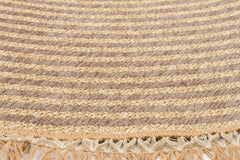 Grey Geometric Kilim - Cotton Round Rug | Non Slip Flatweave Area Rug