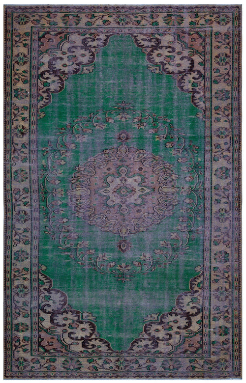 Atina Green Vintage Wool Handmade Area Rug 6'1" x 9'5"