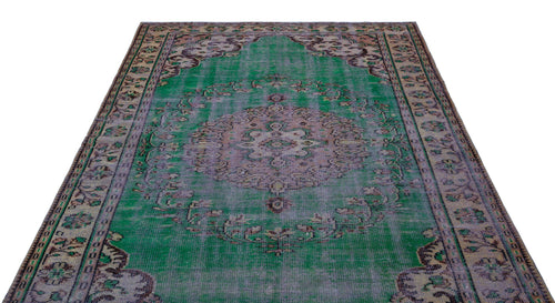 Atina Green Vintage Wool Handmade Area Rug 6'1" x 9'5"