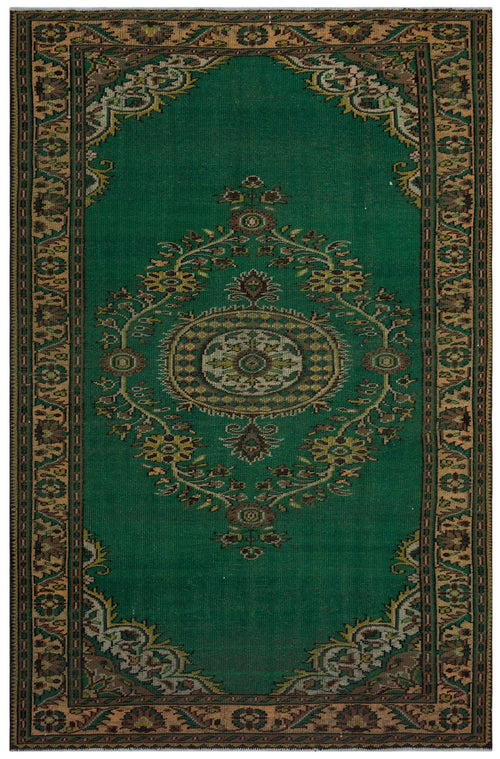 Atina Green Vintage Wool Handmade Area Rug 5'8" x 9'10"