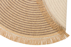 Grey Geometric Kilim - Cotton Round Rug | Non Slip Flatweave Area Rug