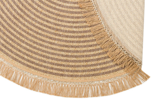 Grey Geometric Kilim - Cotton Round Rug | Non Slip Flatweave Area Rug