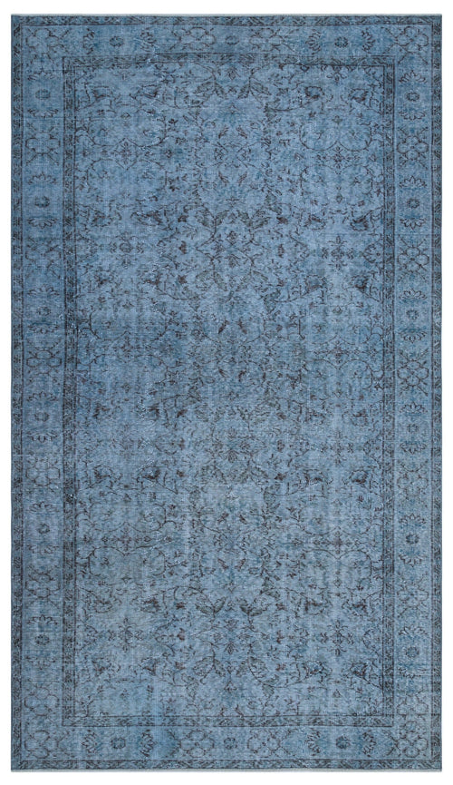 Atina Blue Vintage Wool Handmade Area Rug 5'5" x 9'7"