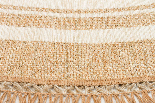 Cream Striped Wool Rug – Machine Made Area Rug | Non Slip, Soft Texture Carpet