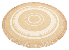 Cream Striped Wool Rug – Machine Made Area Rug | Non Slip, Soft Texture Carpet