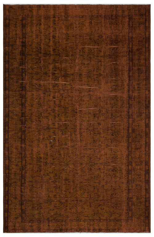 Atina Brown Vintage Wool Handmade Area Rug 6'1" x 9'3"