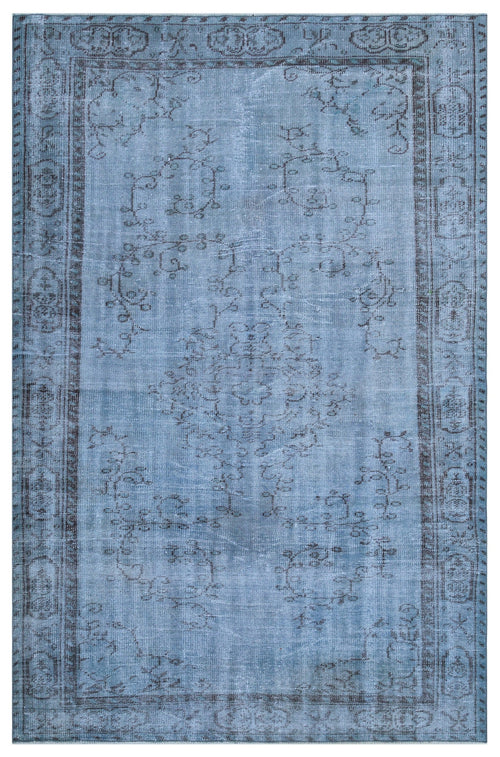 Atina Blue Vintage Wool Handmade Area Rug 5'9" x 8'8"
