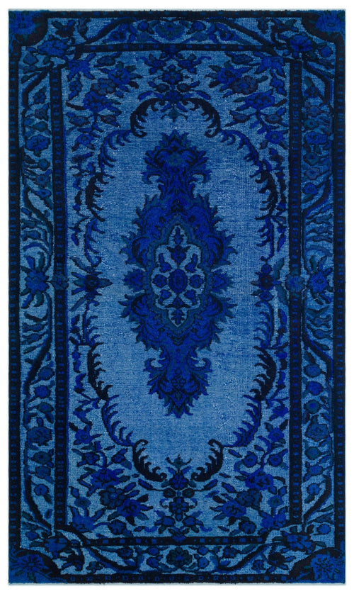 Purplea Blue Vintage Wool Handmade Area Rug 5'6" x 9'5"