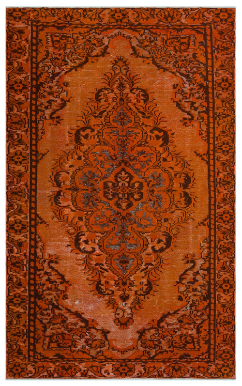 Purplea Orange Vintage Wool Handmade Area Rug 5'7" x 9'2"