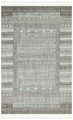 Machine Made Area Rug – Brown Geometric Woven Carpet for Living Room