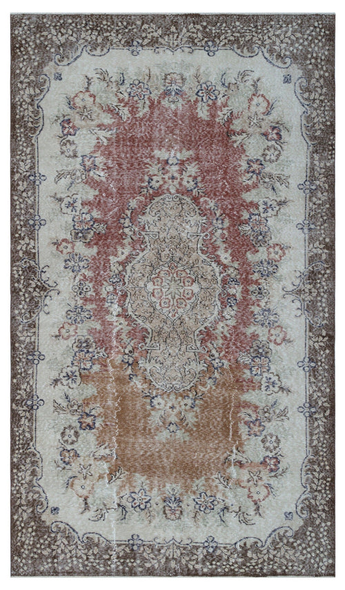 Atina Cream Vintage Wool Handmade Area Rug 5'10" x 9'9"
