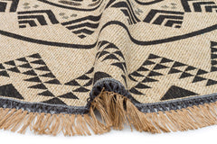 Cotton Kilim Rug – Black Geometric Flatweave Kilim Style Non Slip Floor Rug