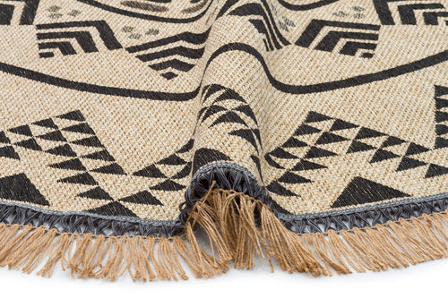 Cotton Kilim Rug – Black Geometric Flatweave Kilim Style Non Slip Floor Rug