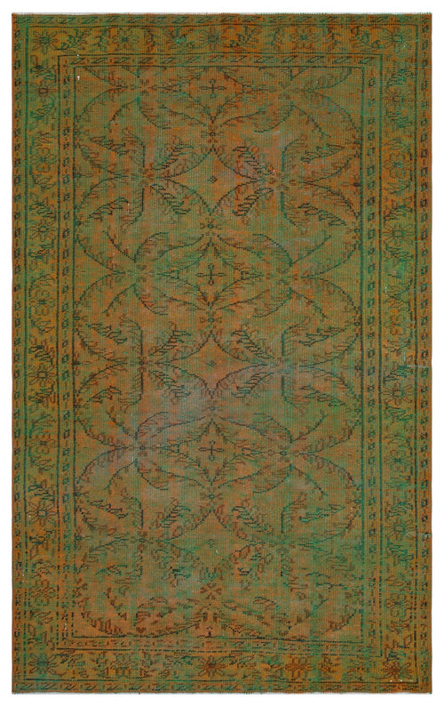 Atina Green Vintage Wool Handmade Area Rug 5'3" x 8'9"