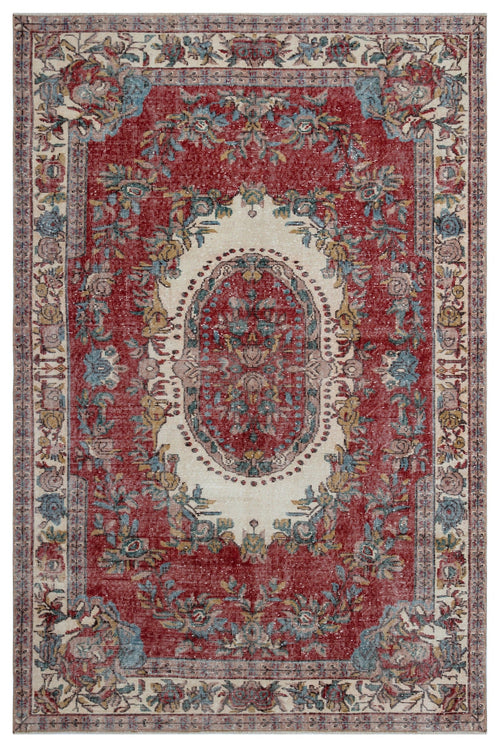Atina Red Vintage Wool Handmade Area Rug 5'10" x 8'11"