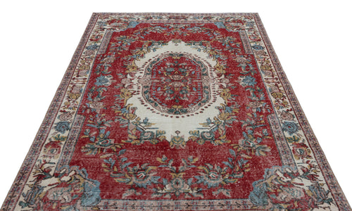 Atina Red Vintage Wool Handmade Area Rug 5'10" x 8'11"
