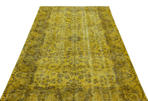 Atina Yellow Vintage Wool Handmade Area Rug 5'1" x 8'4"