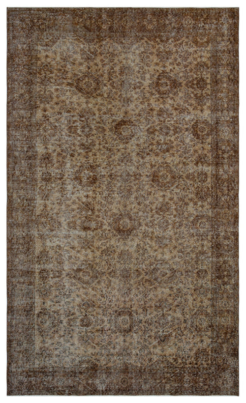 Atina Brown Vintage Wool Handmade Area Rug 5'7" x 9'3"