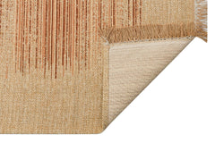 Beige Cotton Kilim - Modern Striped Cotton Rug | Non Slip Flatweave Carpet
