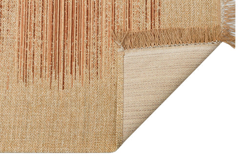 Beige Cotton Kilim - Modern Striped Cotton Rug | Non Slip Flatweave Carpet
