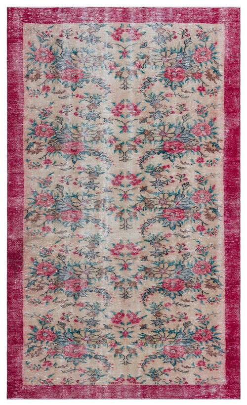 Atina Cream Vintage Wool Handmade Area Rug 4'11" x 8'5"