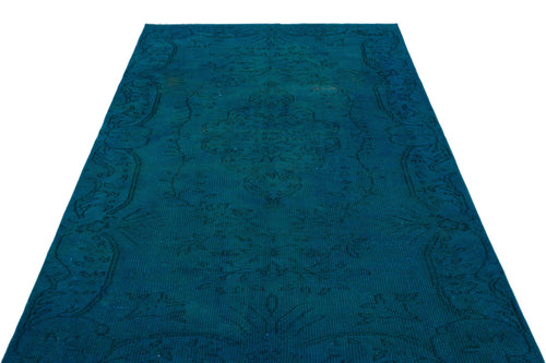 Atina Turquoise Vintage Wool Handmade Area Rug 5'3" x 8'5"