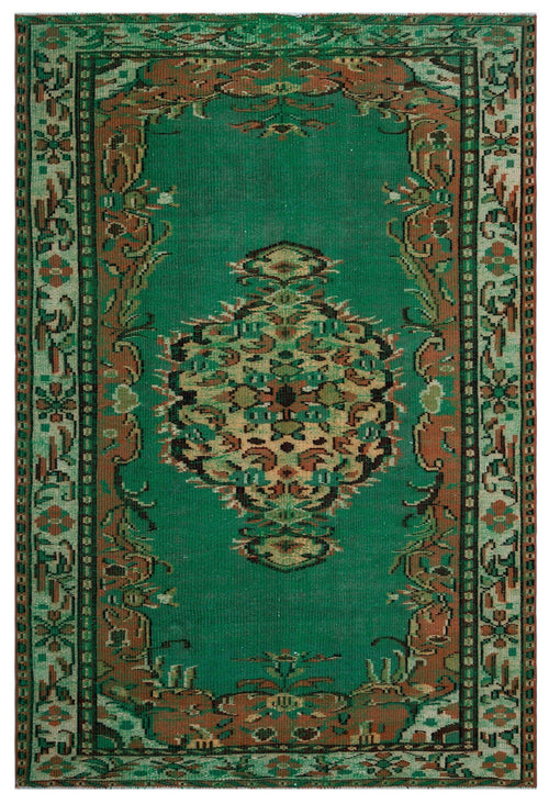 Atina Green Vintage Wool Handmade Area Rug 5'1" x 9'1"