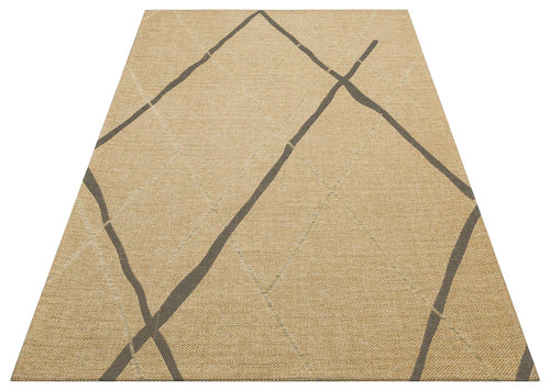 Cotton Kilim Rug - Beige Geometric Modern Kilim Carpet | Non Slip Floor Mat