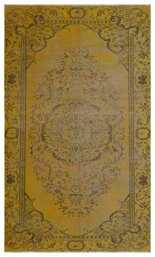 Atina Yellow Vintage Wool Handmade Area Rug 5'3" x 8'9"