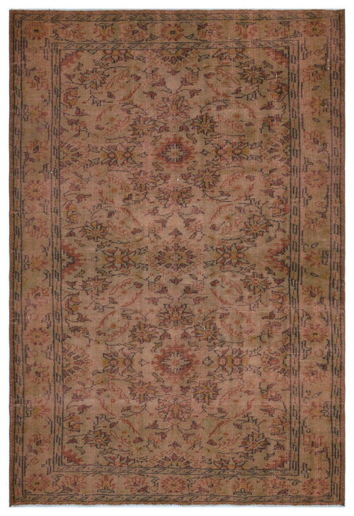 Atina Brown Vintage Wool Handmade Area Rug 5'7" x 8'0"