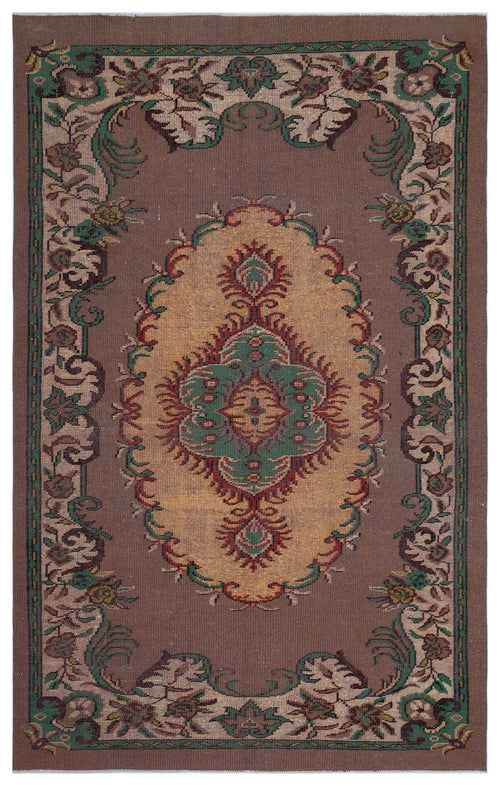 Atina Brown Vintage Wool Handmade Area Rug 5'6" x 9'0"