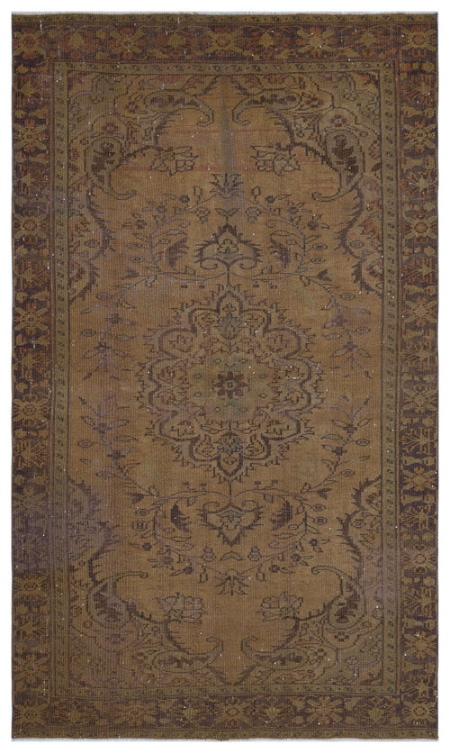 Atina Brown Vintage Wool Handmade Area Rug 5'6" x 9'3"