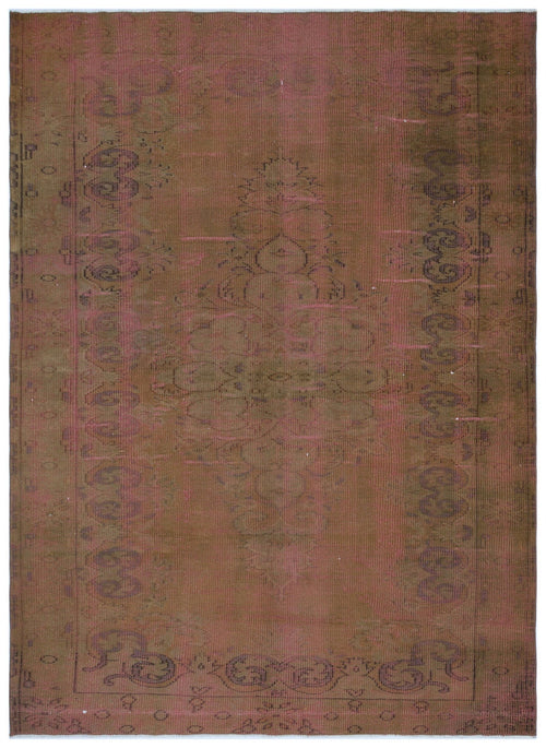 Atina Brown Vintage Wool Handmade Area Rug 5'6" x 7'9"