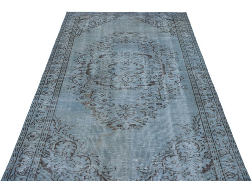 Atina Blue Vintage Wool Handmade Area Rug 4'10" x 8'3"
