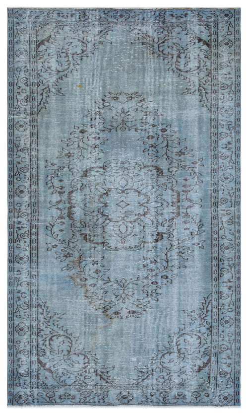 Atina Blue Vintage Wool Handmade Area Rug 4'10" x 8'3"
