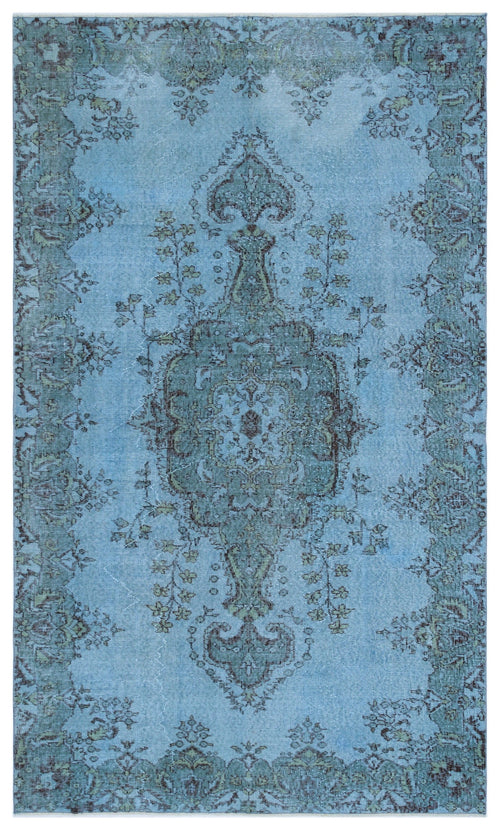 Atina Blue Vintage Wool Handmade Area Rug 5'5" x 9'2"