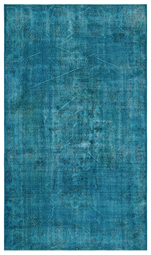 Atina Turquoise Vintage Wool Handmade Area Rug 5'5" x 9'3"